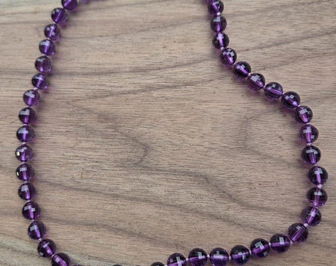 FACETED AMETHYST Stone Natural Gemstone Sterling Silver Necklace