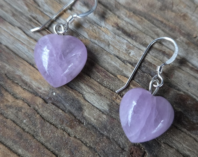 KUNZITE Gemstone Earrings Sterling Silver Natural Stone