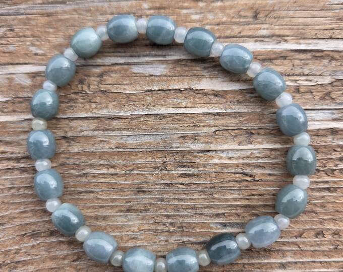 JADE Chakra Stretch Bracelet All Natural Semi-Precious Stones Healing Metaphysical
