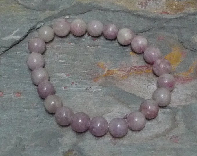 LEPIDOLITE (PURPLE) Chakra Stretch Bracelet All Natural Semi-Precious Stones Healing Metaphysical