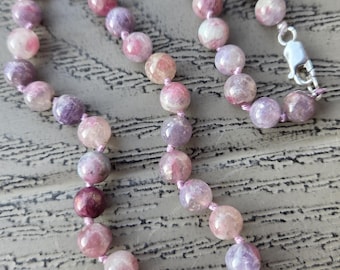 TOURMALINE PINK LAVENDER Chakra Necklace All Natural Semi-Precious Stones Healing Metaphysical