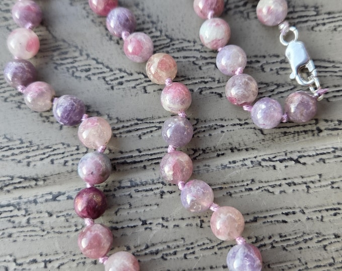 TOURMALINE PINK LAVENDER Chakra Necklace All Natural Semi-Precious Stones Healing Metaphysical