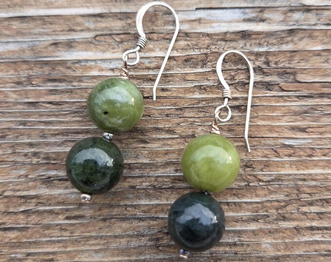 JADE Gemstone Earrings Sterling Silver Natural Stone