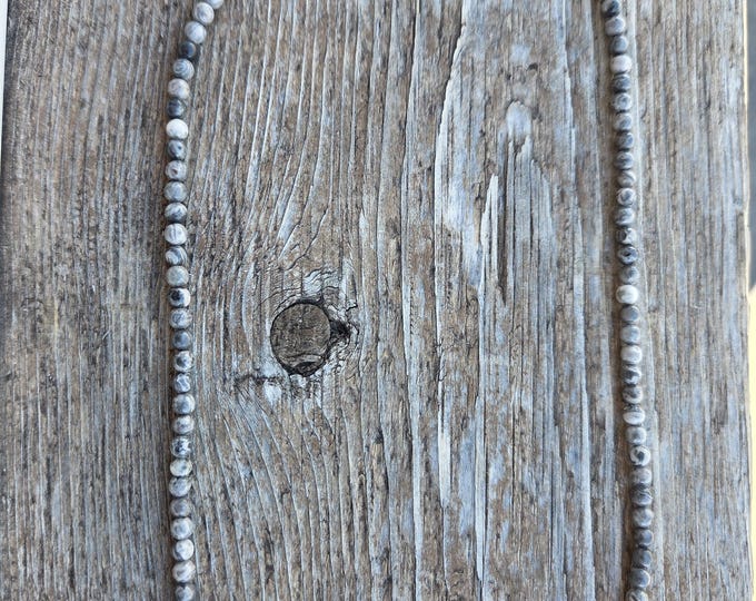 MAP JASPER Small Round Bead Necklace All Natural Semi-Precious Stones Healing Metaphysical