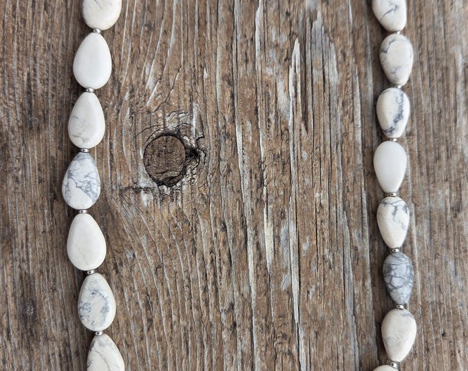 MAGNESITE Teardrop Bead Necklace All Natural Semi-Precious Stones Healing Metaphysical