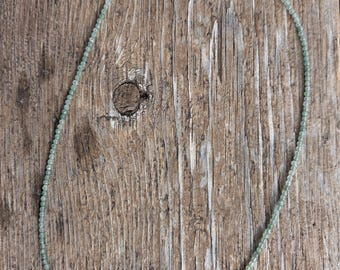 GREEN AVENTURINE TINY Small Bead Sterling Silver Necklace