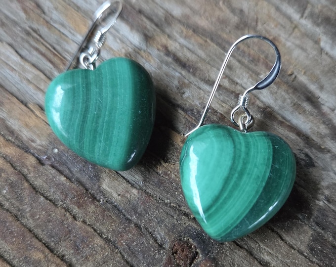 MALACHITE Gemstone Earrings Sterling Silver Natural Stone