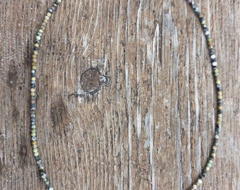 SPOTTED SERPENTINE TINY Small Bead Sterling Silver Necklace