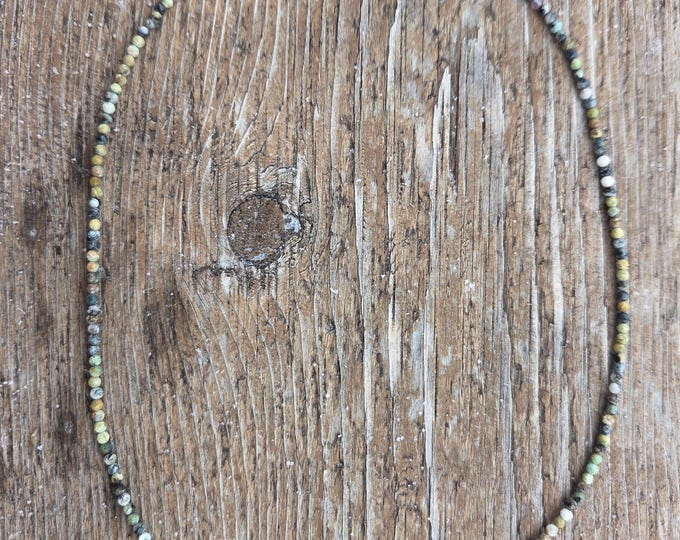SPOTTED SERPENTINE TINY Small Bead Sterling Silver Necklace