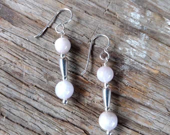 Kunzite Gemstone Earrings Sterling Silver Natural Stone