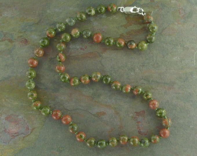 UNAKITE Chakra Necklace All Natural Semi-Precious Stones Healing Metaphysical