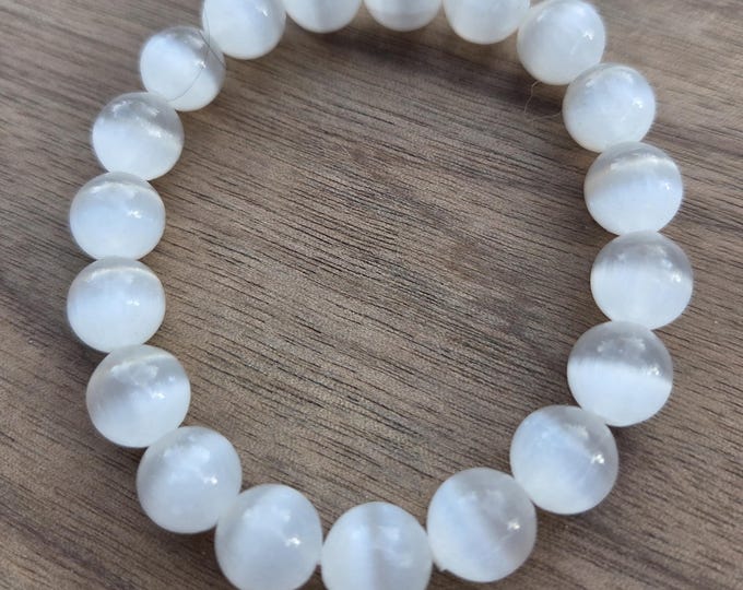 SELENITE Chakra Stretch Bracelet All Natural Semi-Precious Stones Healing Metaphysical