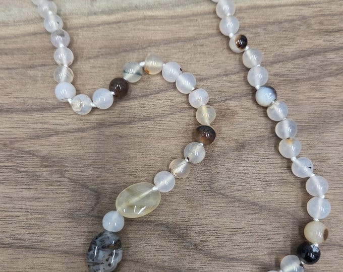 MONTANA AGATE Beaded Necklace, Sterling Silver Necklace