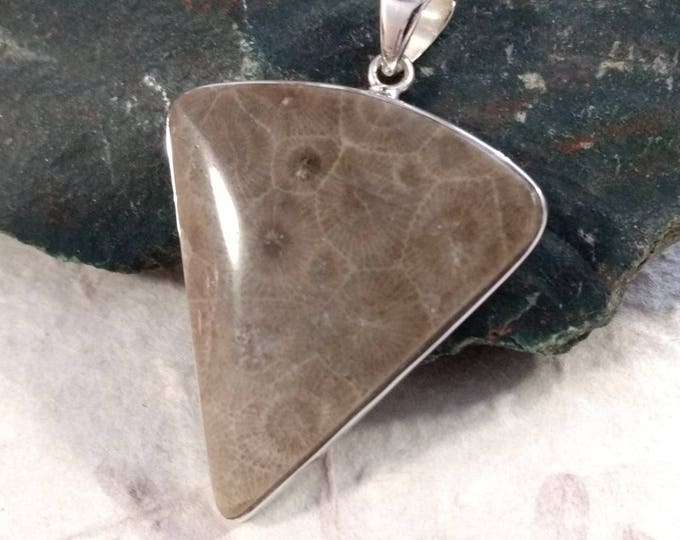 PETOSKEY Stone STATEMENT PENDANT Sterling Silver