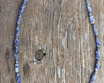 DENIM LAPIS Small Bead Necklace All Natural Semi-Precious Stones Healing Metaphysical
