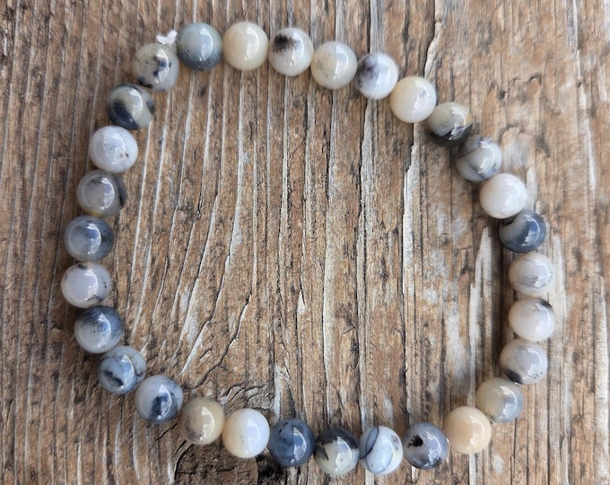 DENDRITIC AGATE Bracelet All Natural Semi-Precious Stones Healing Metaphysical