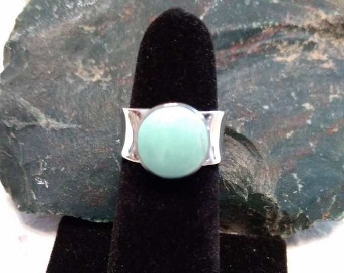 VARISCITE Stone STATEMENT Ring Sterling Silver STUNNING Size 8