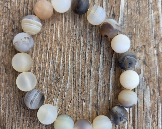 MONTANA AGATE Frosted Beaded Stretch Bracelet