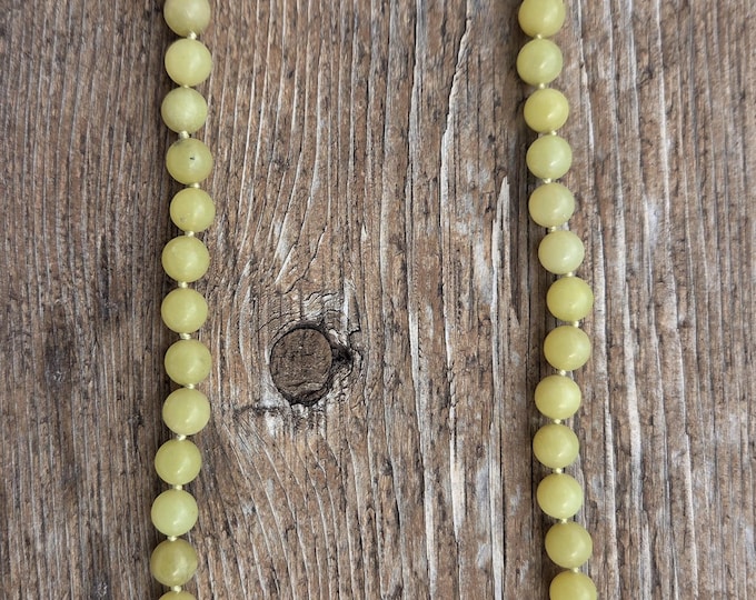 SERPENTINE, Silk Knotted, Sterling Silver Necklace