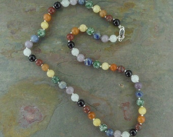 CHAKRA Necklace Choose Length All Natural Semi-Precious Stones Healing Metaphysical