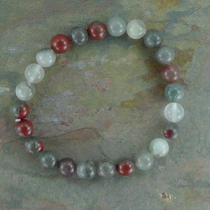 BLOODSTONE (African) Chakra Stretch Bracelet All Natural Semi-Precious Stones Healing Metaphysical