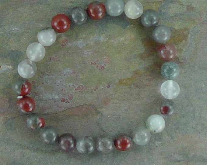 BLOODSTONE (African) Chakra Stretch Bracelet All Natural Semi-Precious Stones Healing Metaphysical