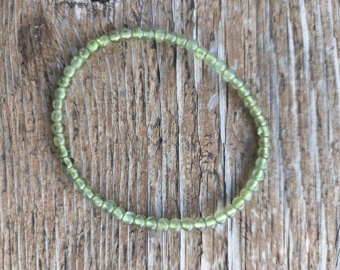 PERIDOT Small Bead Chakra Stretch Bracelet All Natural Semi-Precious Stones Healing Metaphysical