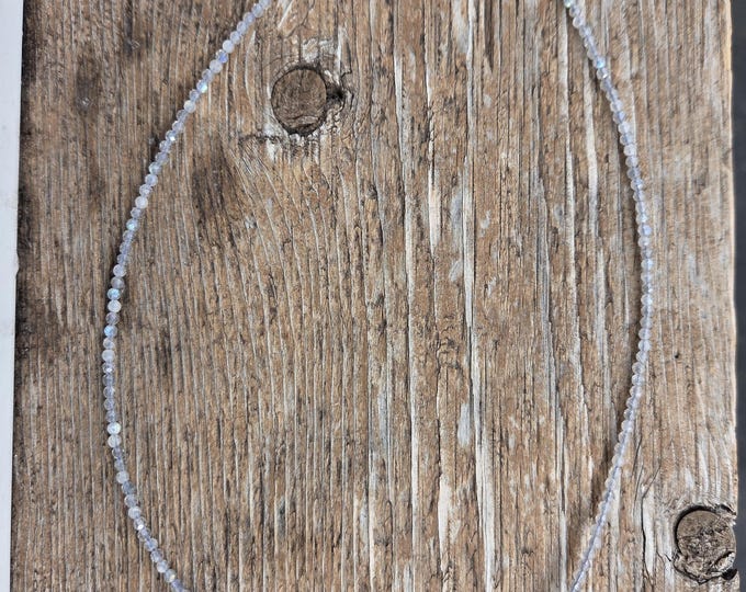 LABRADORITE TINY Small Bead Sterling Silver Necklace