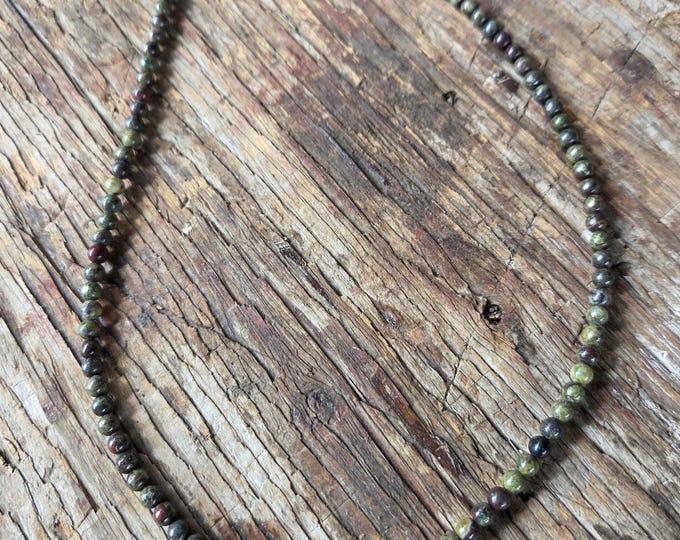 DRAGON BLOOD JASPER Small Round Bead Necklace All Natural Semi-Precious Stones Healing Metaphysical