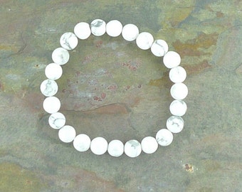 HOWLITE Chakra Stretch Bracelet All Natural Semi-Precious Stones Healing Metaphysical