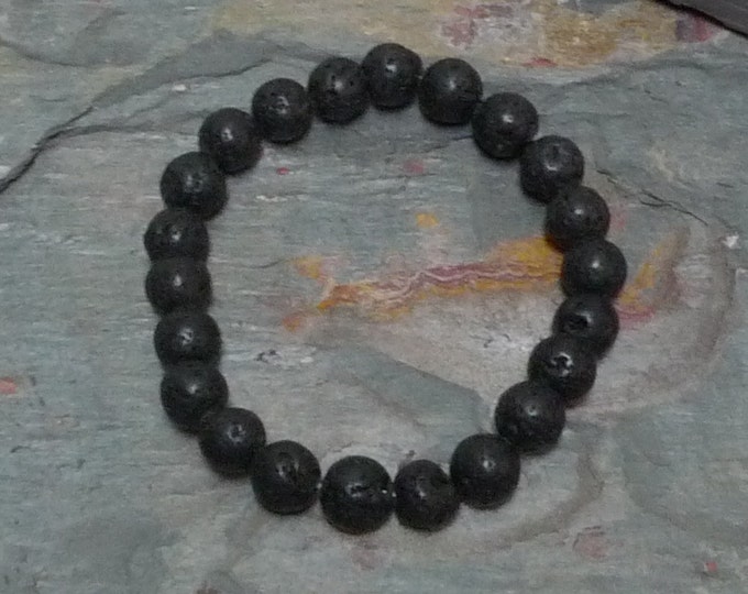 LAVA ROCK Chakra Stretch Bracelet All Natural Semi-Precious Stones Healing Metaphysical