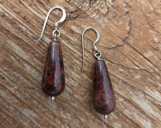 POPPY JASPER Gemstone Earrings Sterling Silver Natural Stone