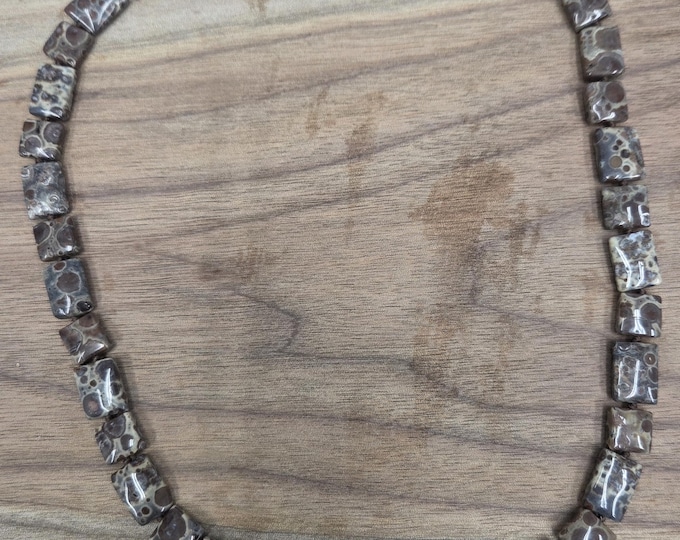 SPOTTED FROG JASPER Bead Necklace All Natural Semi-Precious Stones Healing Metaphysical