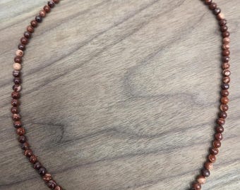 RED POPPY JASPER Small Round Bead Necklace All Natural Semi-Precious Stones Healing Metaphysical