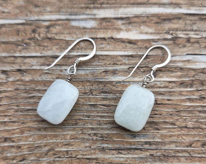 JADE Gemstone Earrings Sterling Silver Natural Stone