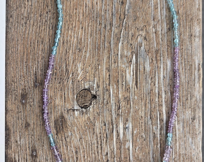 AMETHYST and APATITE Sterling Silver Necklace with Earrings