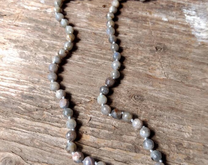 LABRADORITE (Faceted) Chakra Necklace All Natural Semi-Precious Stones Healing Metaphysical
