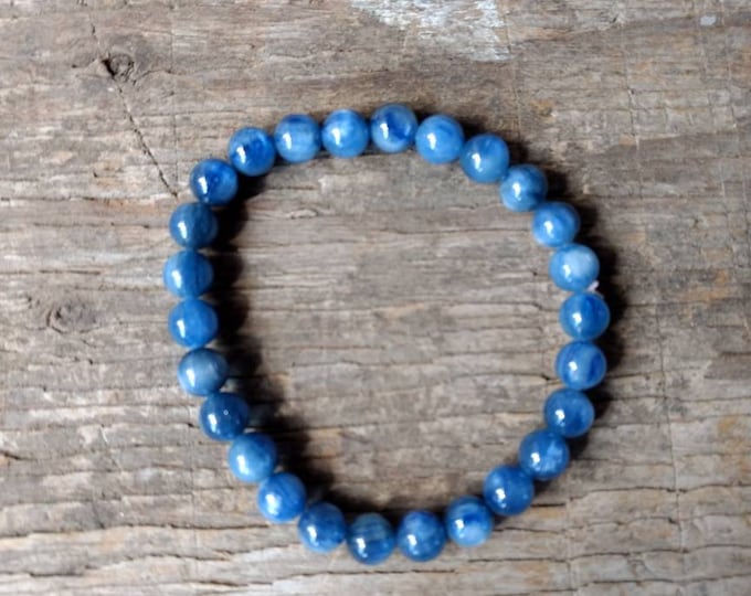 BLUE KYANITE Chakra Stretch Bracelet All Natural Semi-Precious Stones Healing Metaphysical