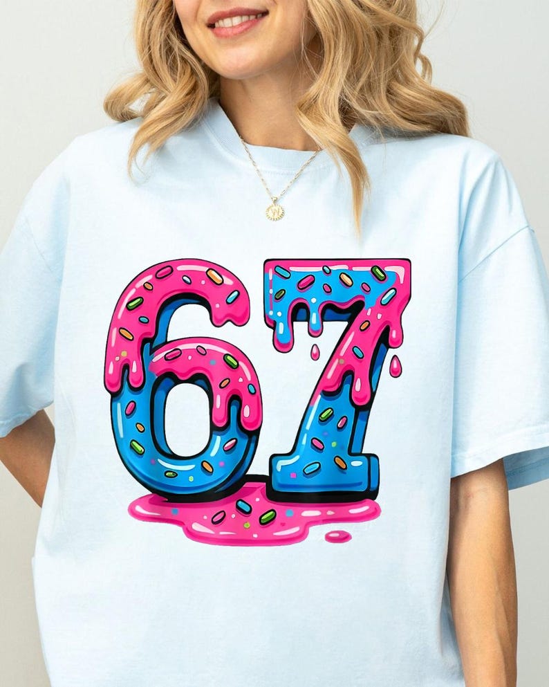 Ice Cream Drip Number 67 Svg, 67 Meme, Six Seven Teen Girls PNG ...