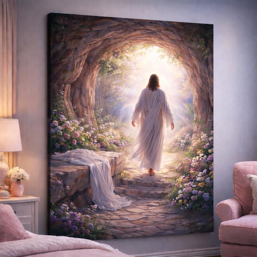Jesus Empty Tomb Christian Wall Art, Jesus Resurrection Canvas Print ...