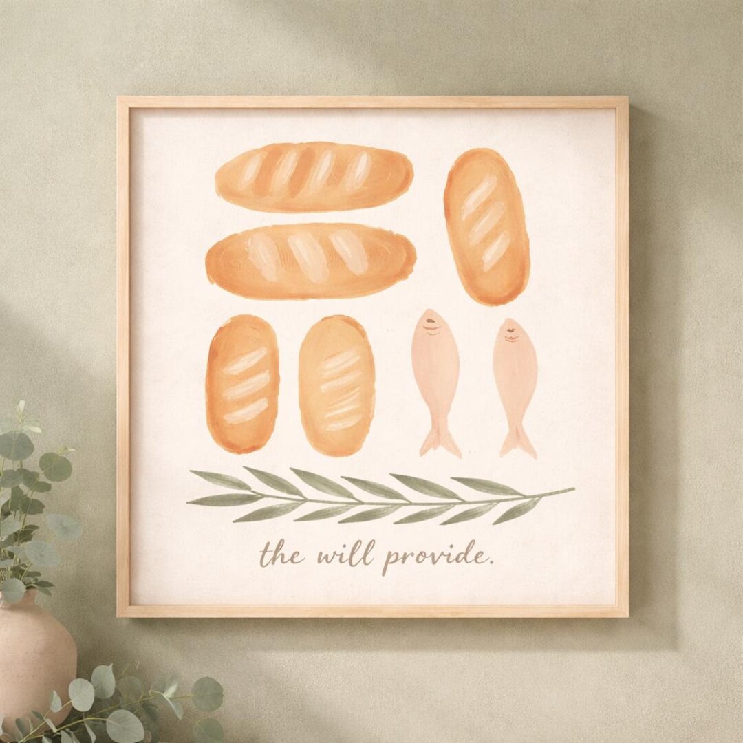 Loaves and Fish Wall Art, Christian Kitchen Decor, Bible Story Art ...
