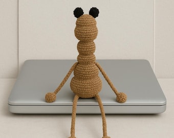 Marcus the Worm Plush Posable Crochet Amigurumi Plushie Gift for Gamer