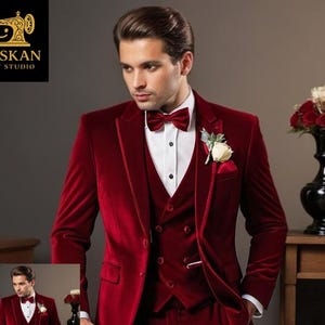 Maroon Velvet 3 Piece Tuxedo Suit | Wedding & Party Wear – Muskan Suit Studio
