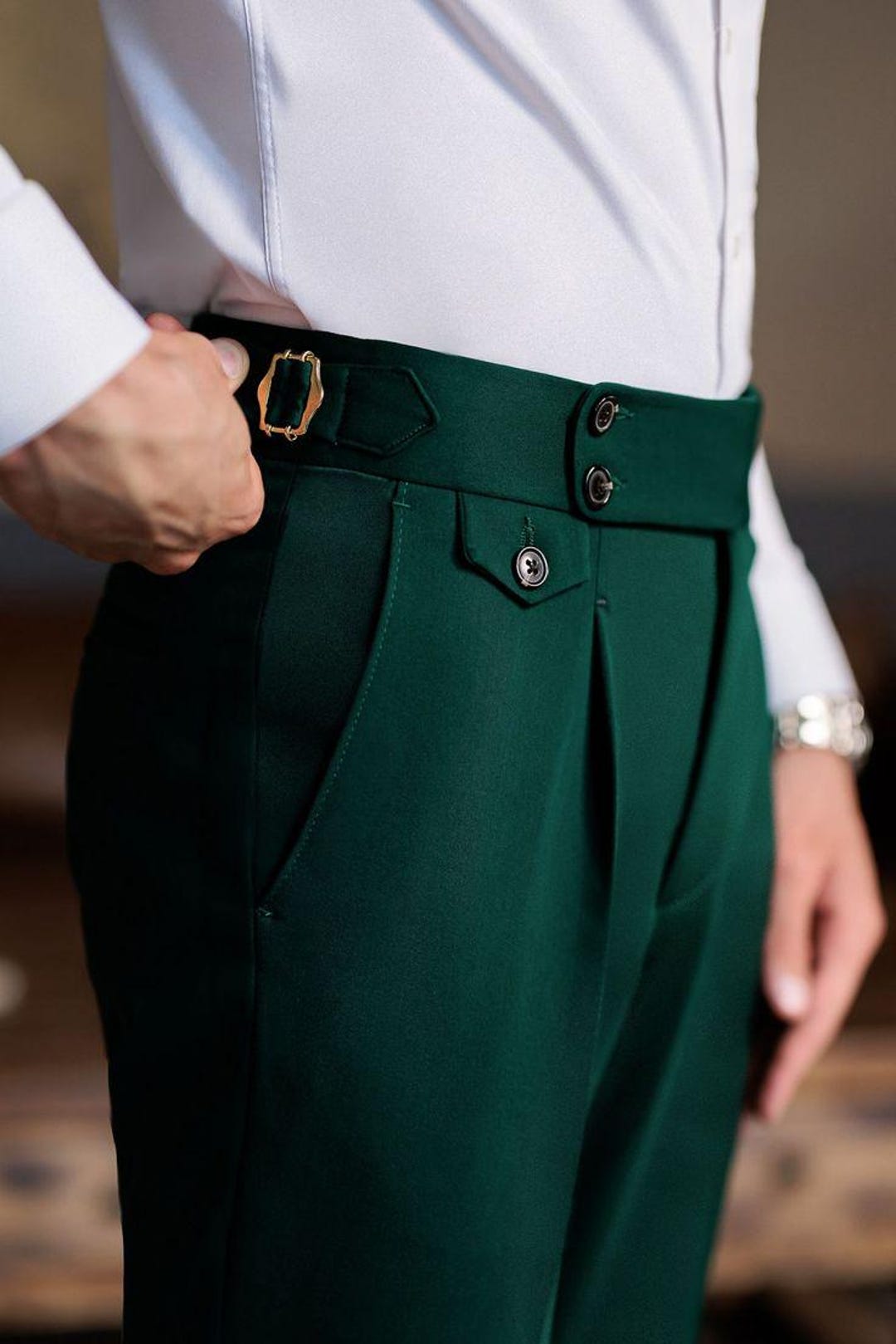 dark green dress pants mens Forest and youve got the ideal suit pant Italian Tailored Fit Dark Green