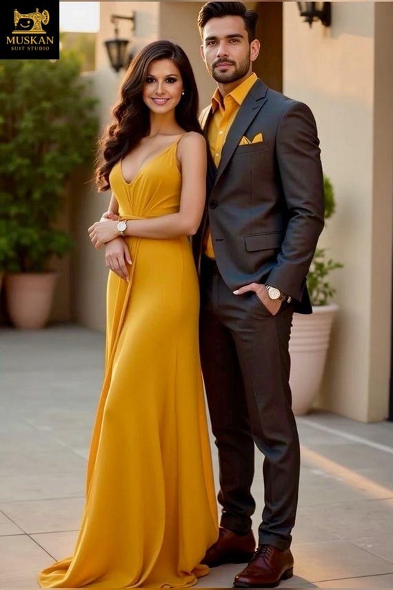 slim fit dress slacks Azazie Marigold Necktie