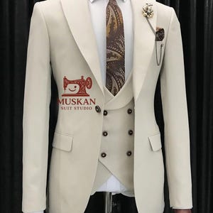 Slim Fit 3-Piece Suit: Wedding Groom Outfit, Formal Blazer Set