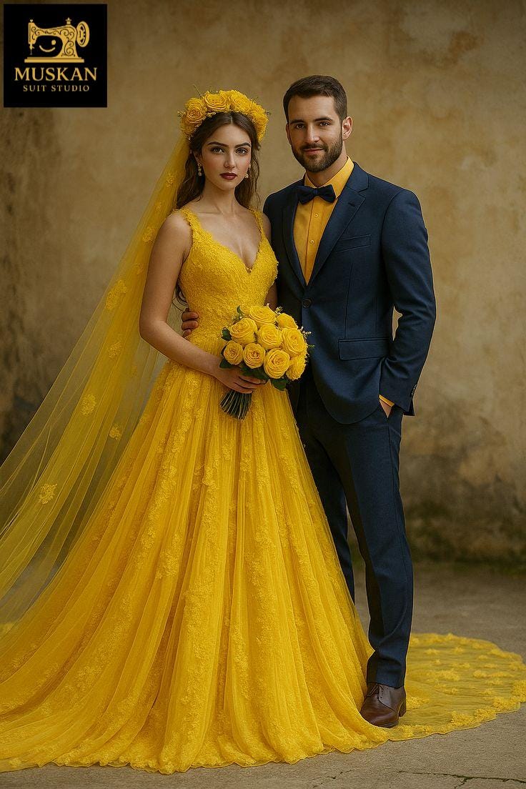 Royal Blue Terry Rayon Wedding Suit: Yellow Shirt & Bow Tie