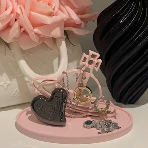 Rosa gunghäst-smyckesställ: 3D-utskrivet organiseringskort, sminkbord