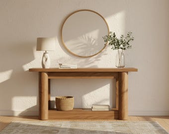 Farmhouse Console Table – Narrow Wooden Entryway Sofa Table