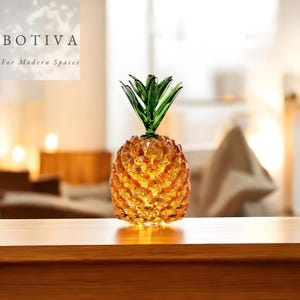 Ornamento di ananas in cristallo, fermacarte di frutta tropicale